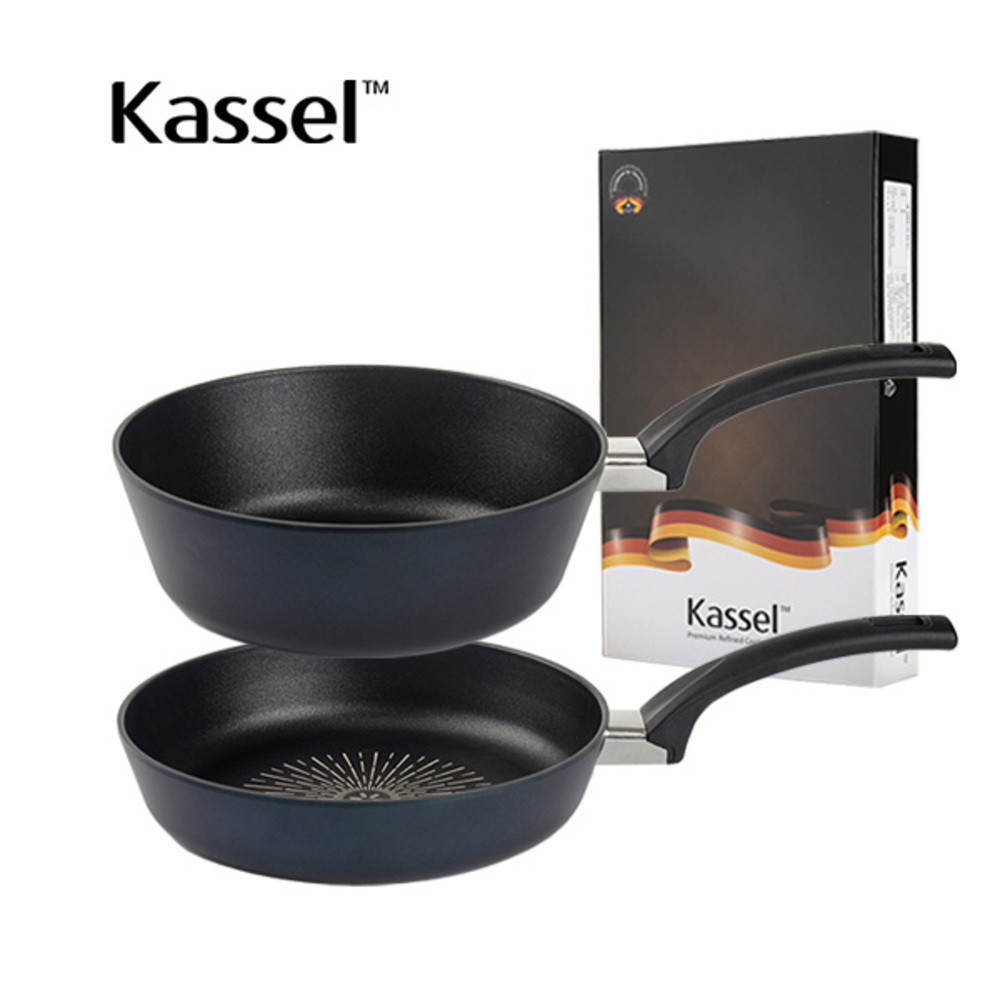 [Kassel] [카셀] 국내생산 블루 라이트 인덕션 (IH) 2종 D 세트 (프라이팬28cm+ 궁중팬 28cm)